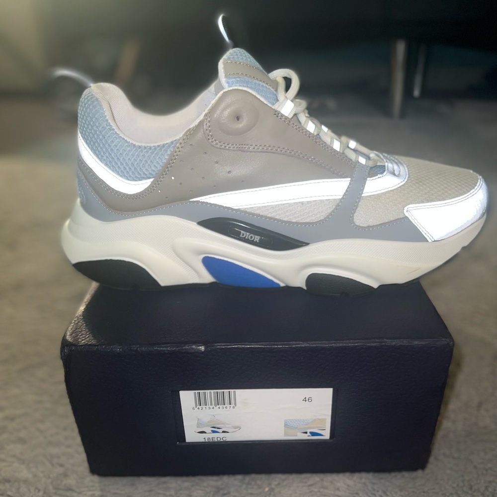Dior B22 sneaker. White and Blue Technical Mesh and Gray Calfskin - Picture 5 of 5